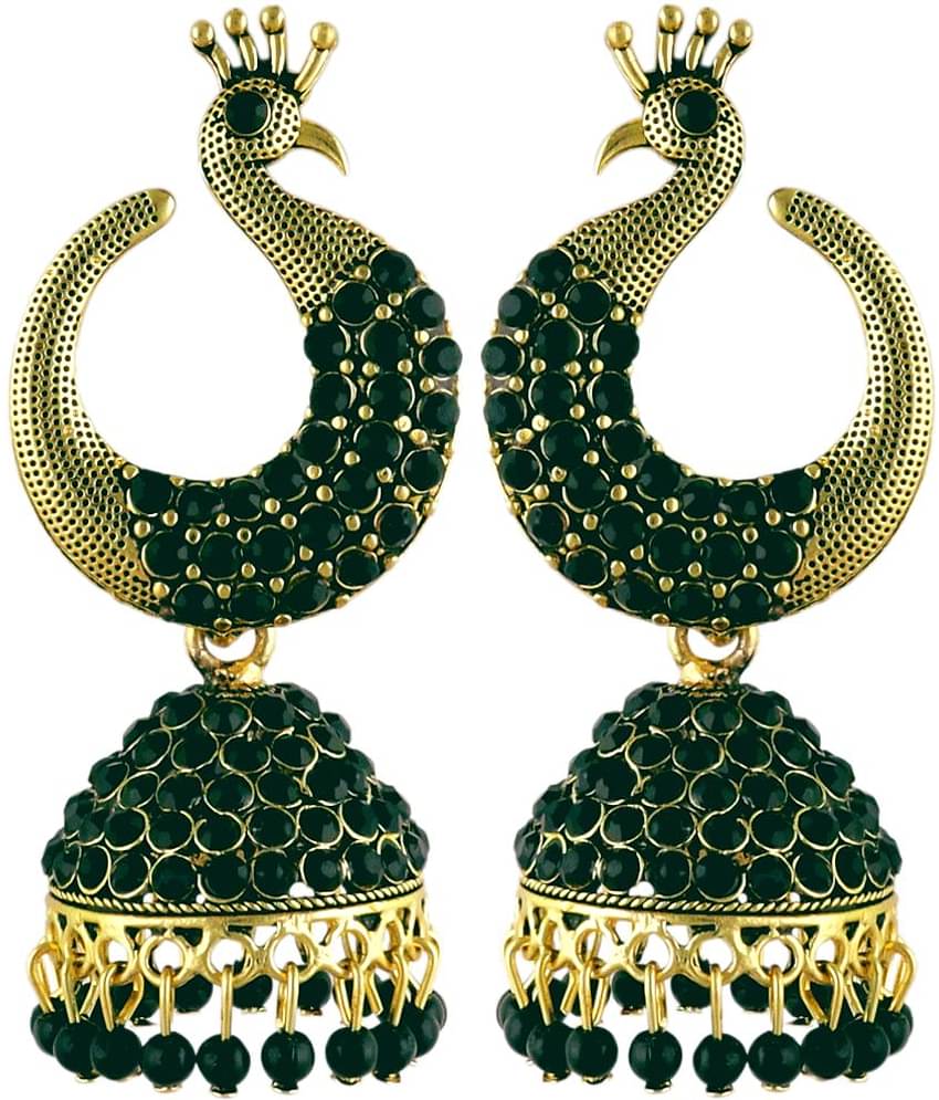 FASHION FRILL - Green Jhumki ( Pack of 1 )