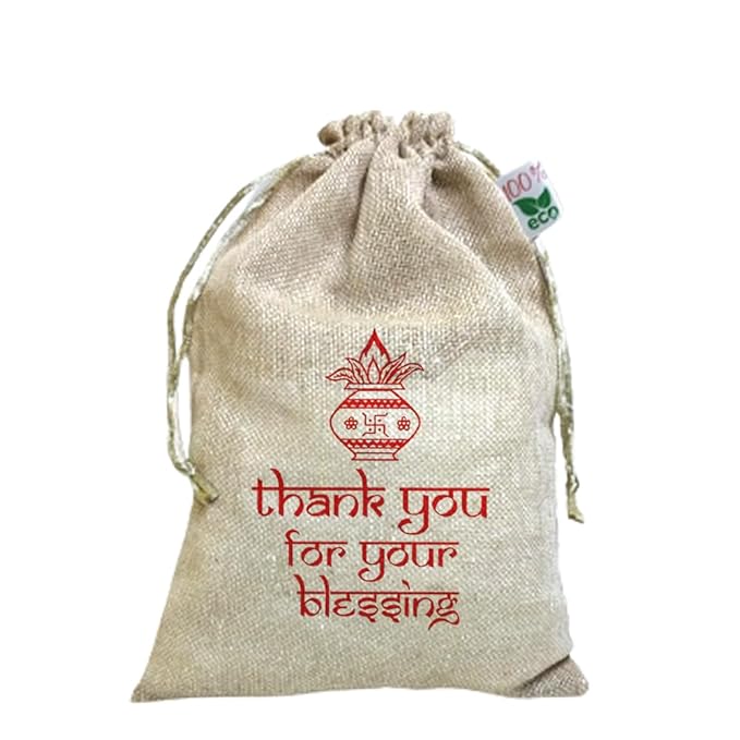 IVARIAN-Jute Potli Bag, Occasion Gifting Bag, Return Gifting Bag (13X18Cm Set Of 50, Wedding Hindu),Beige