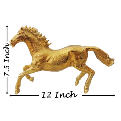 Luxury Aluminium Running Horse Showpiece For Living Room Interior, Height : 7.5 Inch (ANMAS258 G)