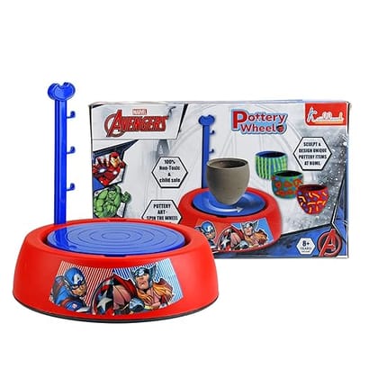Marvel Avenger Pottery Wheel Battery Operated with Molding Clay & Painting Kit Learning and Education Multicolor Board Game Toys for Kids