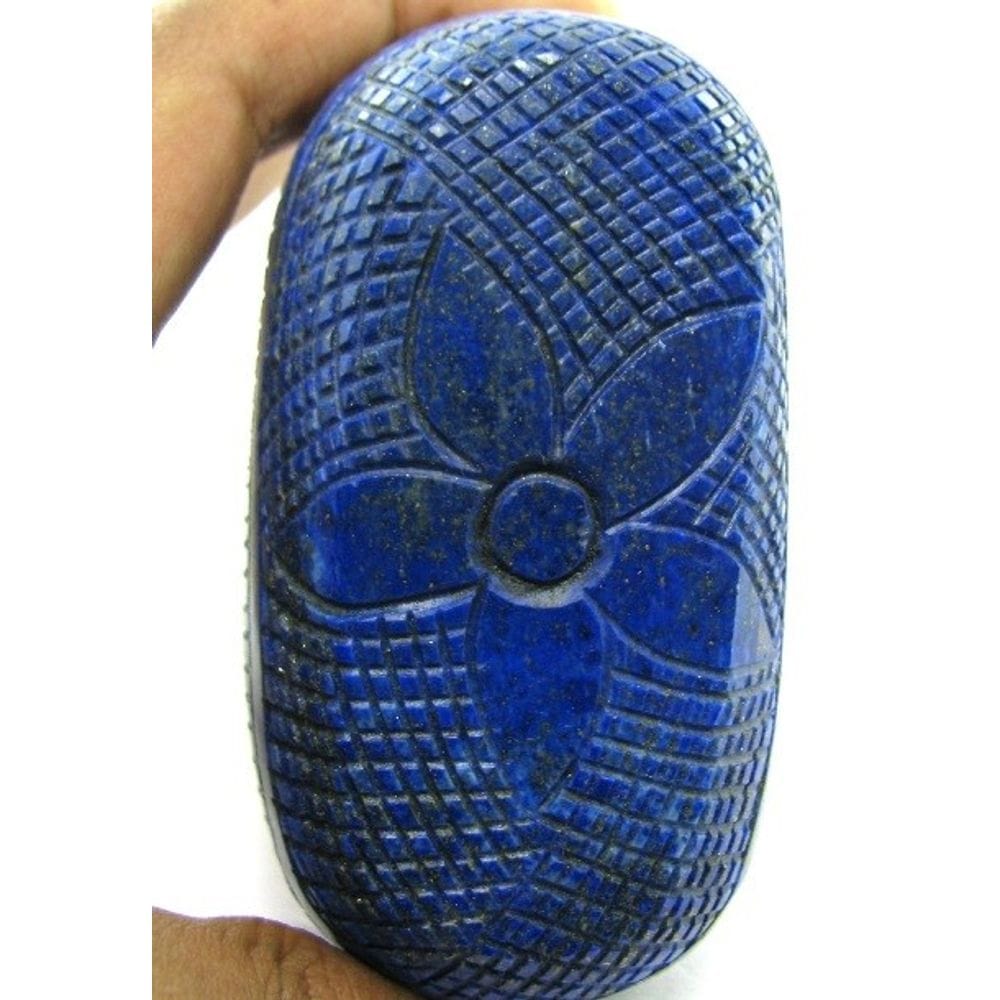 HUGE Collectible 1744Ct Natural Untreated Blue Lapis Lazuli Oval Hand Carved Gem