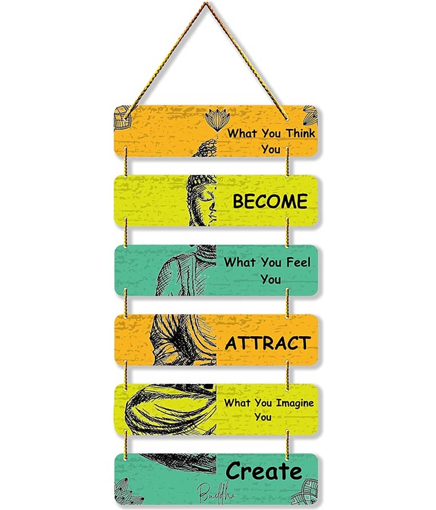 Positive Vibe Lifestyle Wood Motivational Wall Hanging Wall Sculpture Multi - Pack of 1