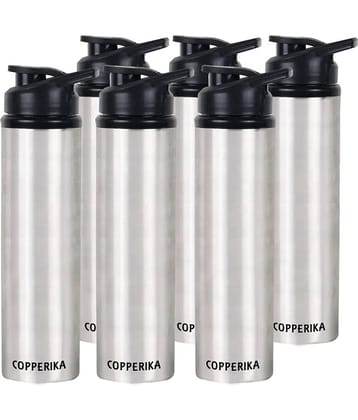Copperika Prime Stainless Steel Water Bottle for Kids & Home Silver Fridge Water Bottle 1000ml mL ( Set of 6 )