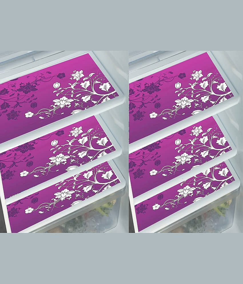 Crosmo PVC Floral Fridge Mats ( 45 30 ) Pack of 6 - Wine