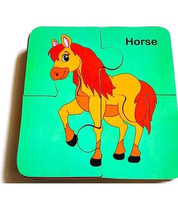 PETERS PENCE -Wooden Multi-Color 8 SET OF ANIMAL PUZZLE CARDS for Kids Pre Primary Education