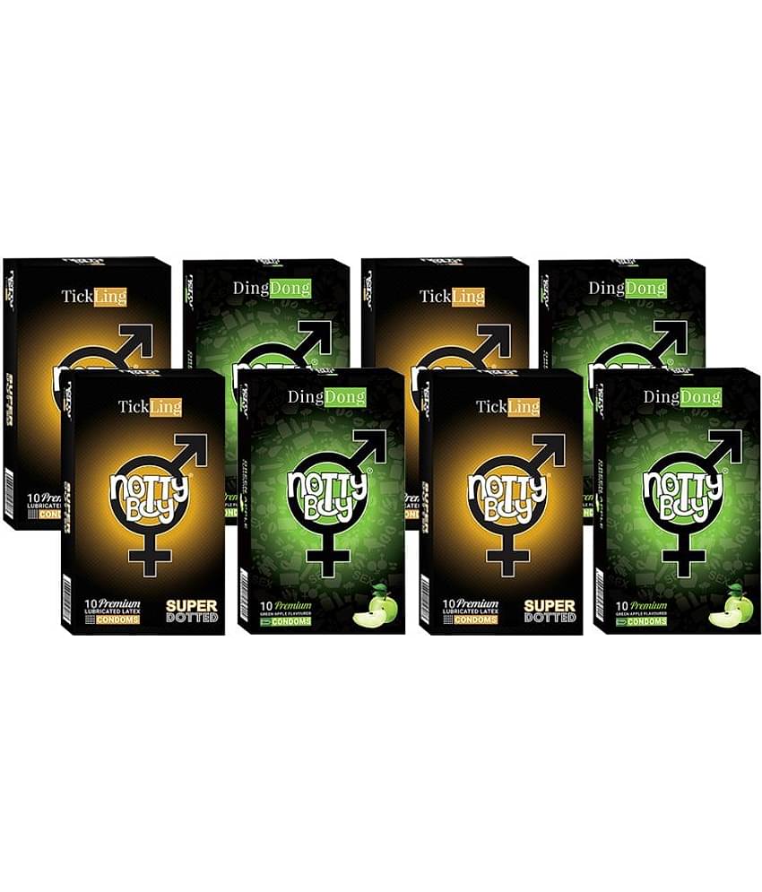 NottyBoy Super Dotted and Flavoured Condoms  (Set of 8, 80 Sheets)