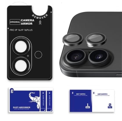 iPhone 16 Series : Stainless Steel | Sapphire Glass Camera Rings | PVD-iPhone 16 / 16 Plus / Black