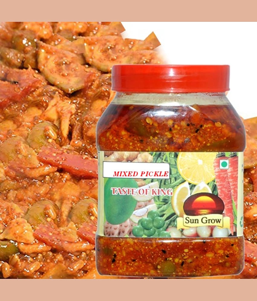 Sun Grow All in ONE Mixed Veg. Pickle We Serve Natural You Eat Natural No Artificial Colors & Flavors Pickle 1 kg