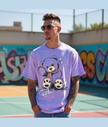 RodZen Pack of 1 Cotton Blend Oversized Fit Men's T-Shirt ( Lavender )