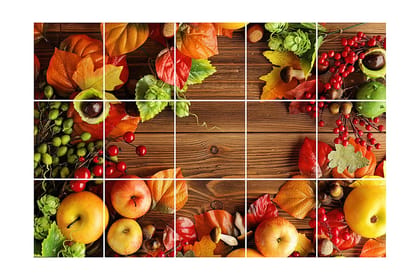 DreamKraft Vinyl Multi Fruits Kitchen Sticker 73 cm X 47 cm, Multicolor, KCH15