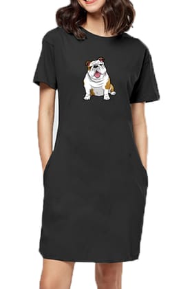T-shirt Dress With Pockets - Wringkly Sprinkly Bulldog (6 Colours) (Slim Fit)