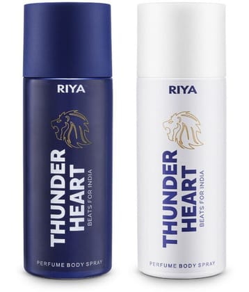 Riya Thunder Heart Blue & White Perfume Body Spray for Men 300 ml ( Pack of 2 )