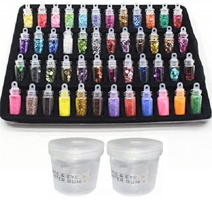 Elecsera Professional Nailart with 2 Glue 3D Nail Glitter (Multicolor)