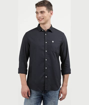 INDOCOTTON 100% Cotton Slim Fit Solids Full Sleeves Men's Casual Shirt - Black ( Pack of 1 )