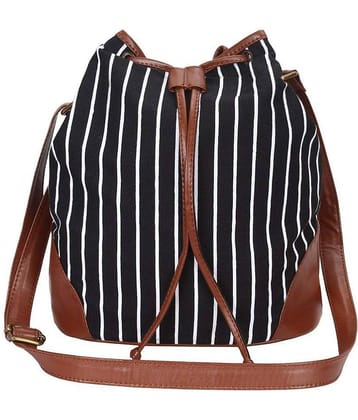 Lychee Bags Sling Bag Canvas Set of 1 ( Black )