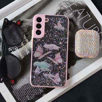 Butterfly Glitter Transparent Cover-Samsung Galaxy S21 FE