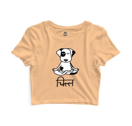 Chill  - Sukhiaatma Unisex Graphic Printed Peach Crop Top-XL-40