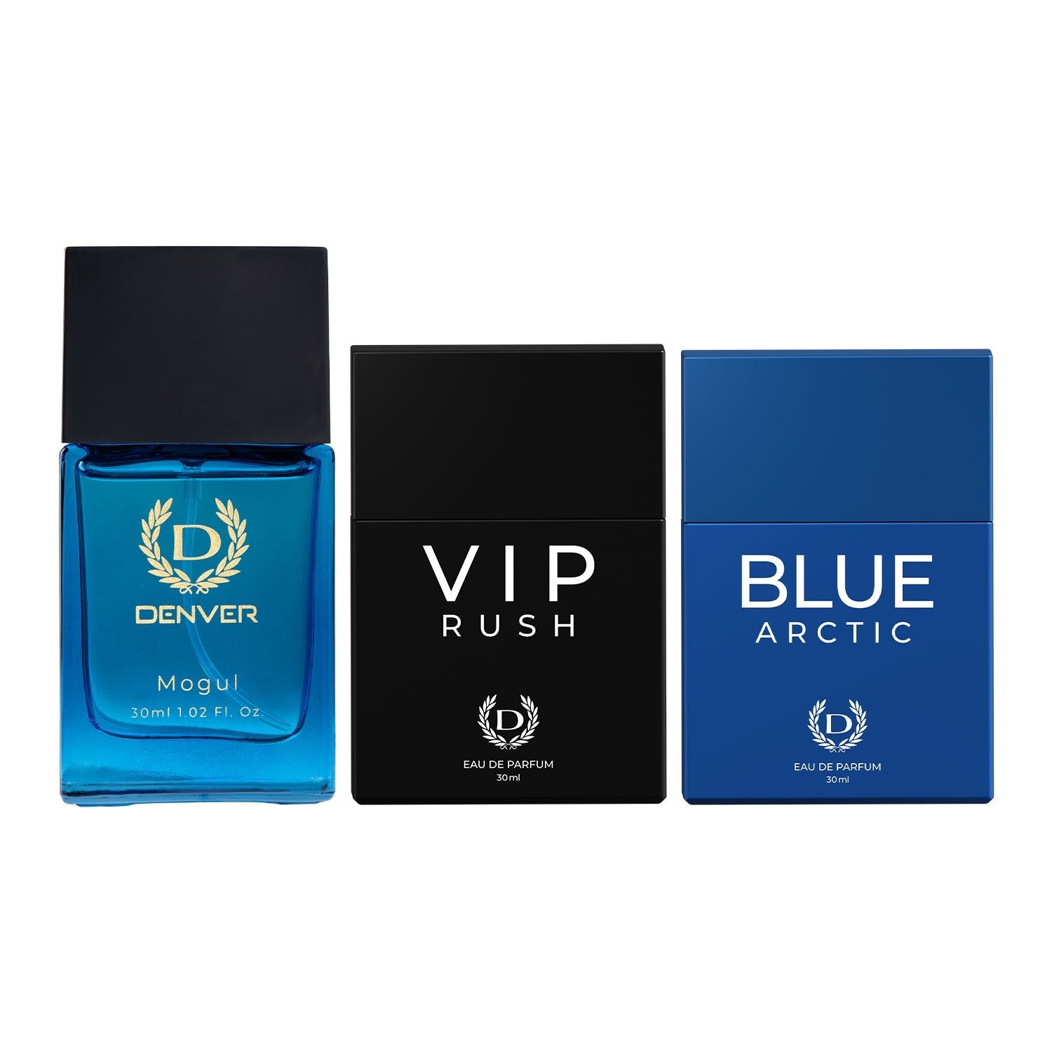 Denver Pack of 3 Perfumes (Mogul + VIP Rush + Blue Arctic) - 30ml Each