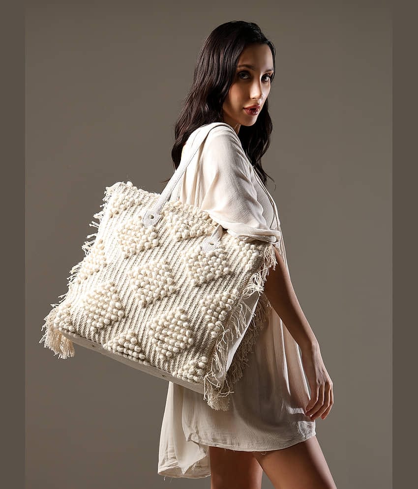 ENSAC Tote Bag Jute Set of 1 ( White )