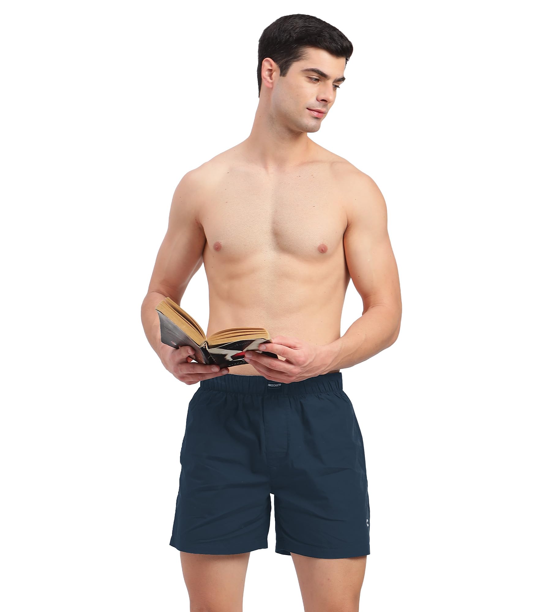 Freecultr Regular Fit Ultralight All Day Boxer Shorts for Men | 100% Cotton Fabric, Dual Deep Side Pocket, Microfibre Waistband  Pack of 1-Hawaiian Blue