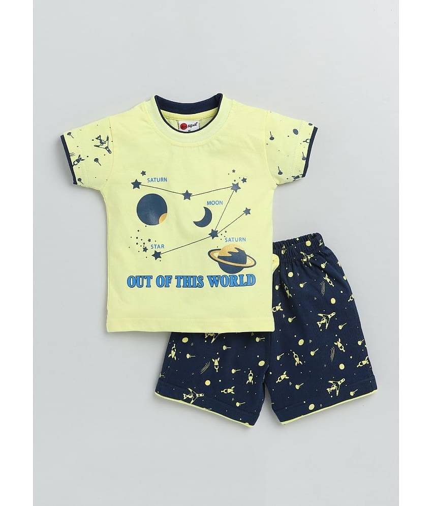 Mars Infiniti Pack of 1 Unisex for Baby Cotton T-Shirt & Shorts ( Cream )