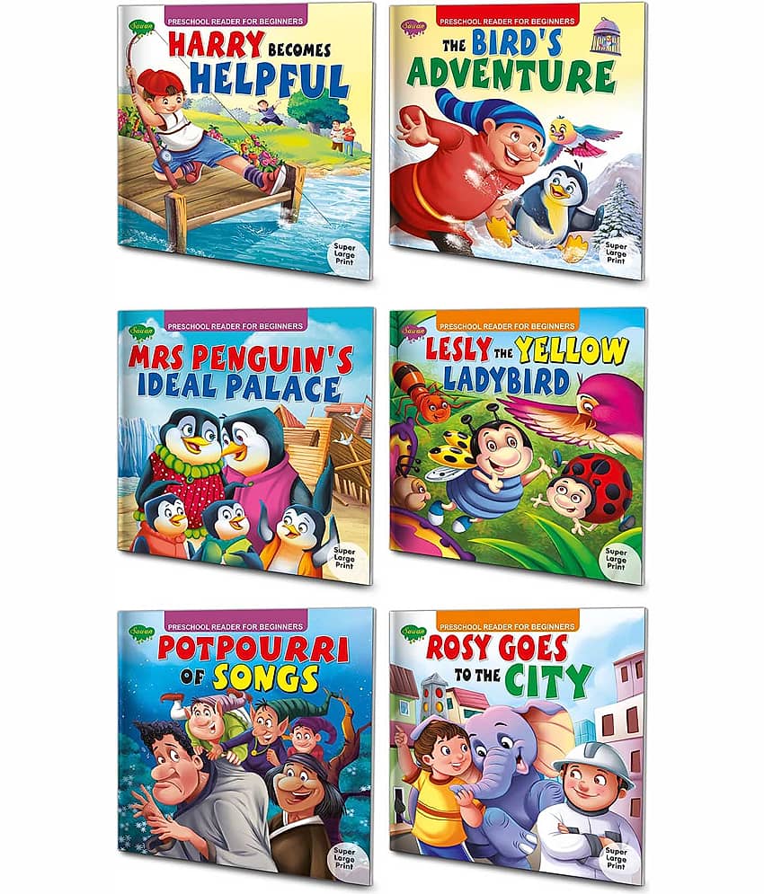 Story Books For Beginners Pack of 6 Books| Early Reader Series in Large Font (v1)