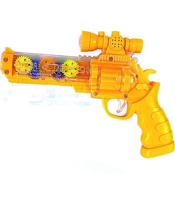 RAINBOW RIDERS  Battery Operated Gear Gun With Light And Sound For Kids/ Gear Pistol Gun/Battery Operated Toy For Boys Girls Age 3, 4, 5, 6, 7+ Years  Plastic Gear Gun, Multiple Colour Options Available
