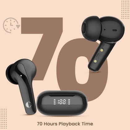 CELLECOR BroPods CB55 ACE TWS with 70 Hours Playtime | Instant Wake 'N' Pair | HD Sound | 5.3V Bluetooth | Digital Display (Black)