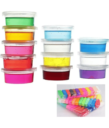Eclet 12 Crystal Slime and 12 Air Dry Clay Non-Toxic Combo