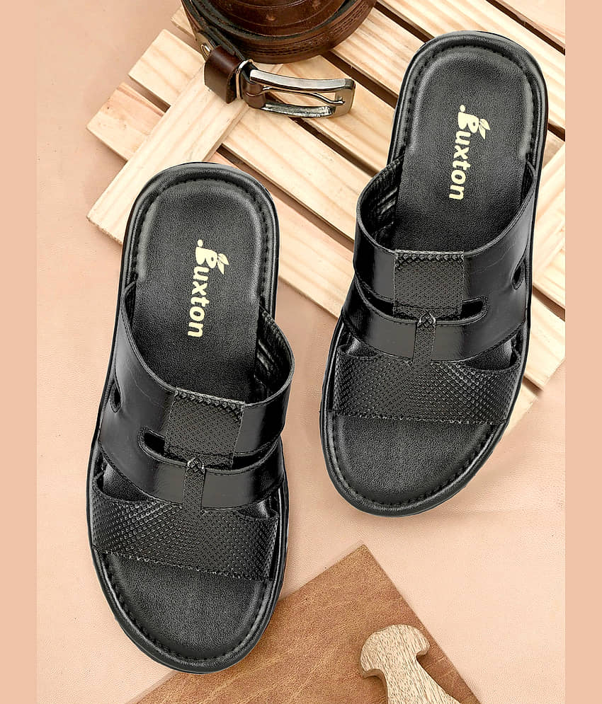 Buxton Black Men's Leather Slipper