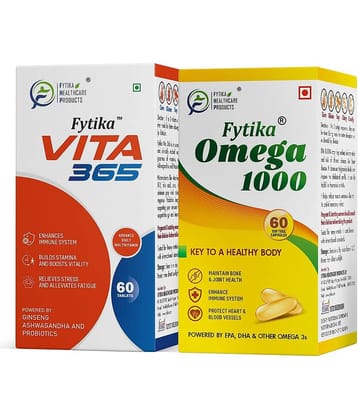 Fytika Vita 365- 60 Tabs + Omega 1000- 60 Caps, Combo Pack - (Pack of 2)