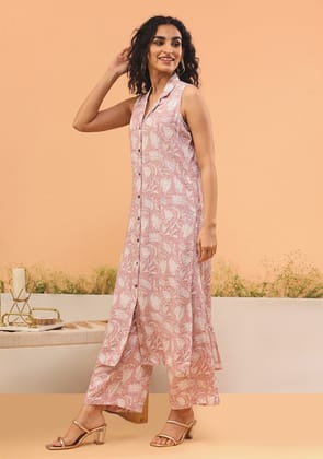 Salmon Pink A-Line Co-ord  Set-S