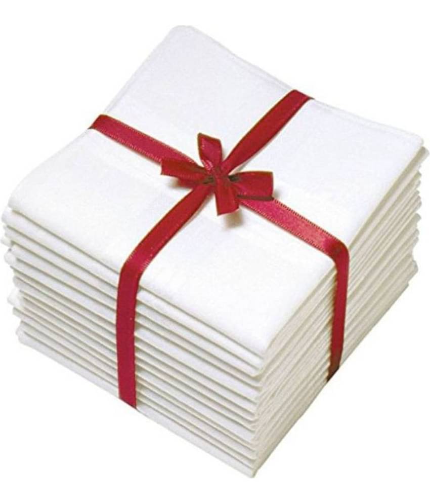 100% Cotton White Handkerchief For Men Set of 12 PCs_size: 44 cm×44 cm