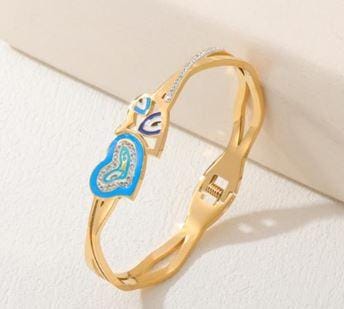 Stainless Steel Gold/Rosegold Plated Interlinked Enamel Evil