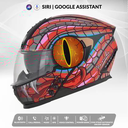 H4 Air Mamba Matt Red Smart Bluetooth Full-face Double Visor Helmet L-60