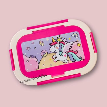 Cute Design Round 3 Compartment Lunch Box for Kids-Unicorn