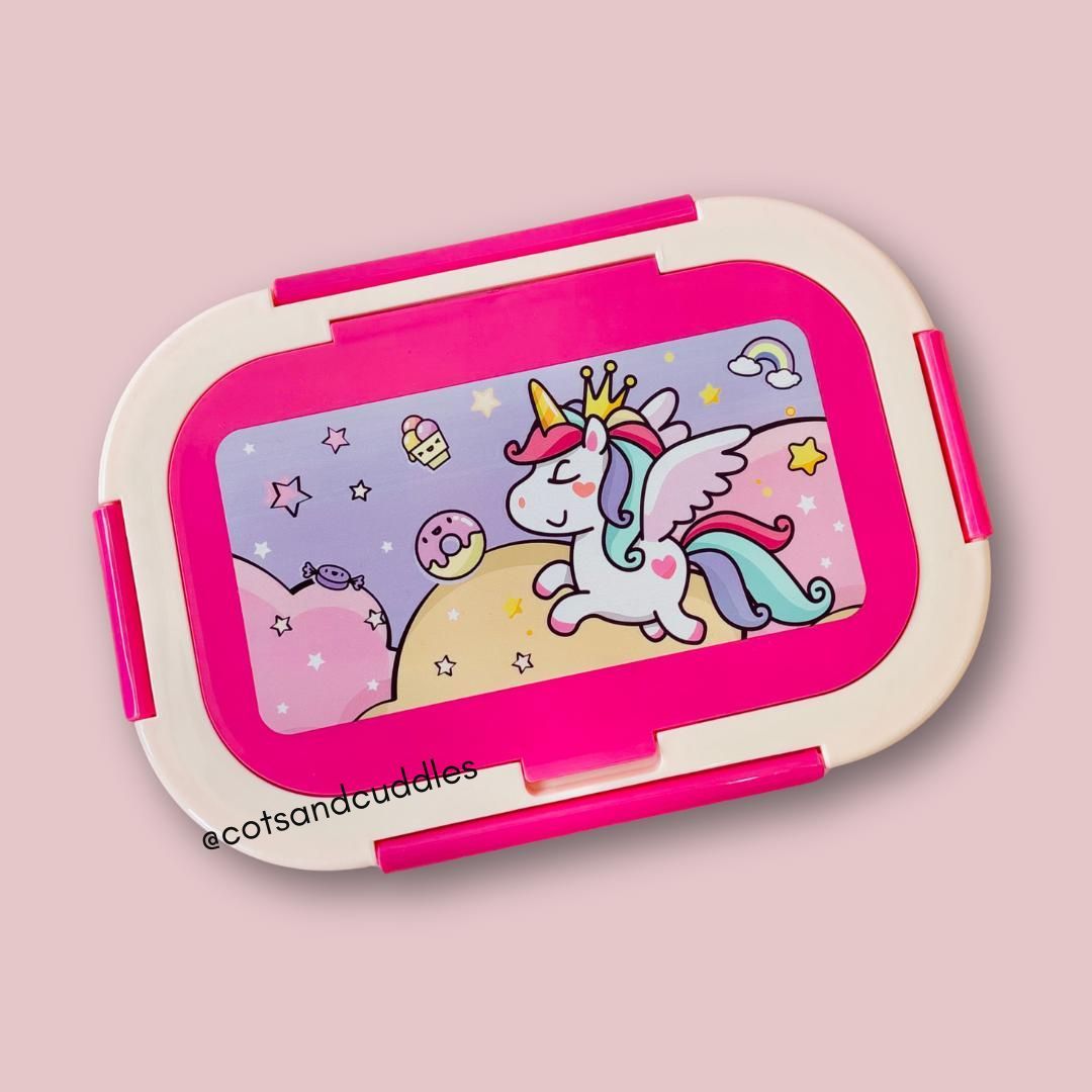 Cute Design Round 3 Compartment Lunch Box for Kids-Unicorn