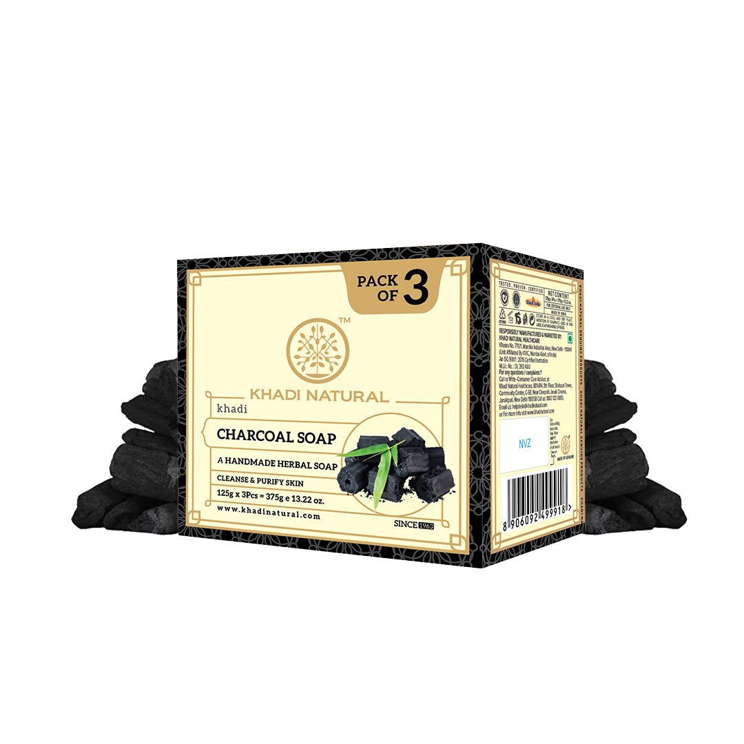 Khadi Natural Herbal Charcoal Soap Combo Pack Of 3 – 125gm Each