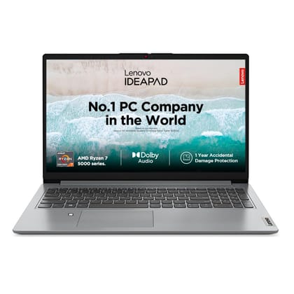 Lenovo IdeaPad Slim 1 AMD Ryzen 7 5700U 15.6" HD Thin and Light Laptop (16GB/512GB SSD/Windows 11 Home/MS Office 2021/1 Year Warranty + 1 Year ADP/Cloud Grey/1.6Kg), 82R400EFIN