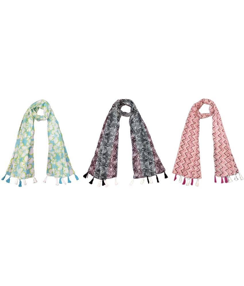 stolevilla Multi Poly Cotton Yarn Stoles ( Pack of 3 )
