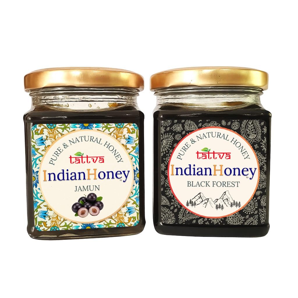 IndianHoney Black Forest (Honeydew) Honey & Diabetics-Friendly Jamun Honey Combo Pack (230gm & 230gm)