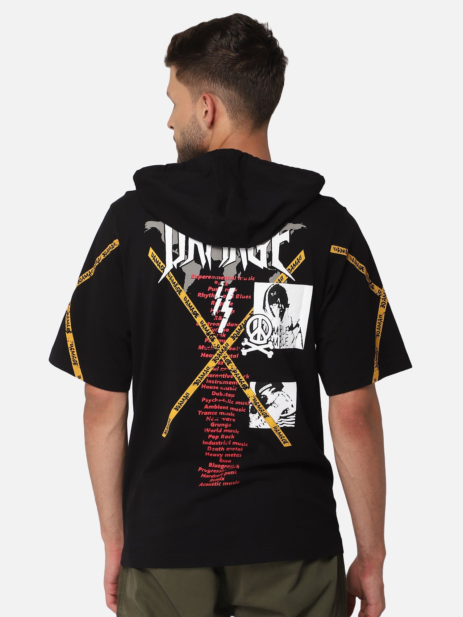 Punk DAMAGE Oversized T-shirt-XS / Black