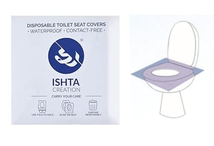 ISHTA Disposable Waterproof Toilet Seat Covers - 100 Covers (5 Covers/Pack - 20 Pack) | Fabric Based | Unique Fold To Hold So No Contact With Unhygienic Seats | Hygiene Anytime Anywhere