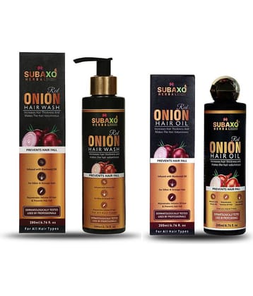 Red Onion Herbal Hair Wash -A Premium Shampoo | Prevents Hair Fall | Makes Hair Silkier & Stronger| 200 Ml & Ayurvedic Red Onion Hair Oil | Infused with Blackseed Oil | 200 ml-for Women, Men, Boys & Girls