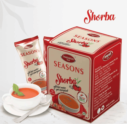 Thakarshi Tea Seasons Shorba, 100 gm | Enriched with Tomato, Green Tea & Herbs Herbal Tea Box, (10 x 10 gm)