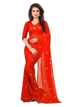 Generic Women's Chiffon Saree (Orange, 5 - 6 Mtrs)