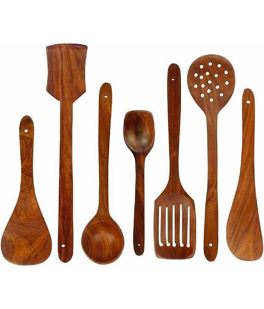 SF Wood Brown Spatula 7 Pcs