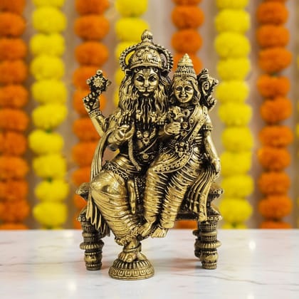 Brass Narsingh Bhagwan God Idol – Traditional Brass Hindu Religious Statue, Height : 5.5 Inch (BSMAS1807 H)