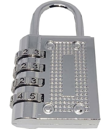 Unikkus 4 Digits Combination Padlock for home, room, door and multiple purpose silver lock