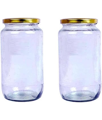 AFAST Multipurpose Jar Glass Transparent Food Container ( Set Of 2 )